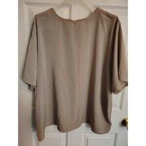 Vintage Jack Mulqueen Women’s Taupe Solid Round Neck Short Sleeve  Blouse 22/24